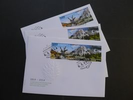 2014 Nr. Z225+Z226+Z227 auf 3 FDC