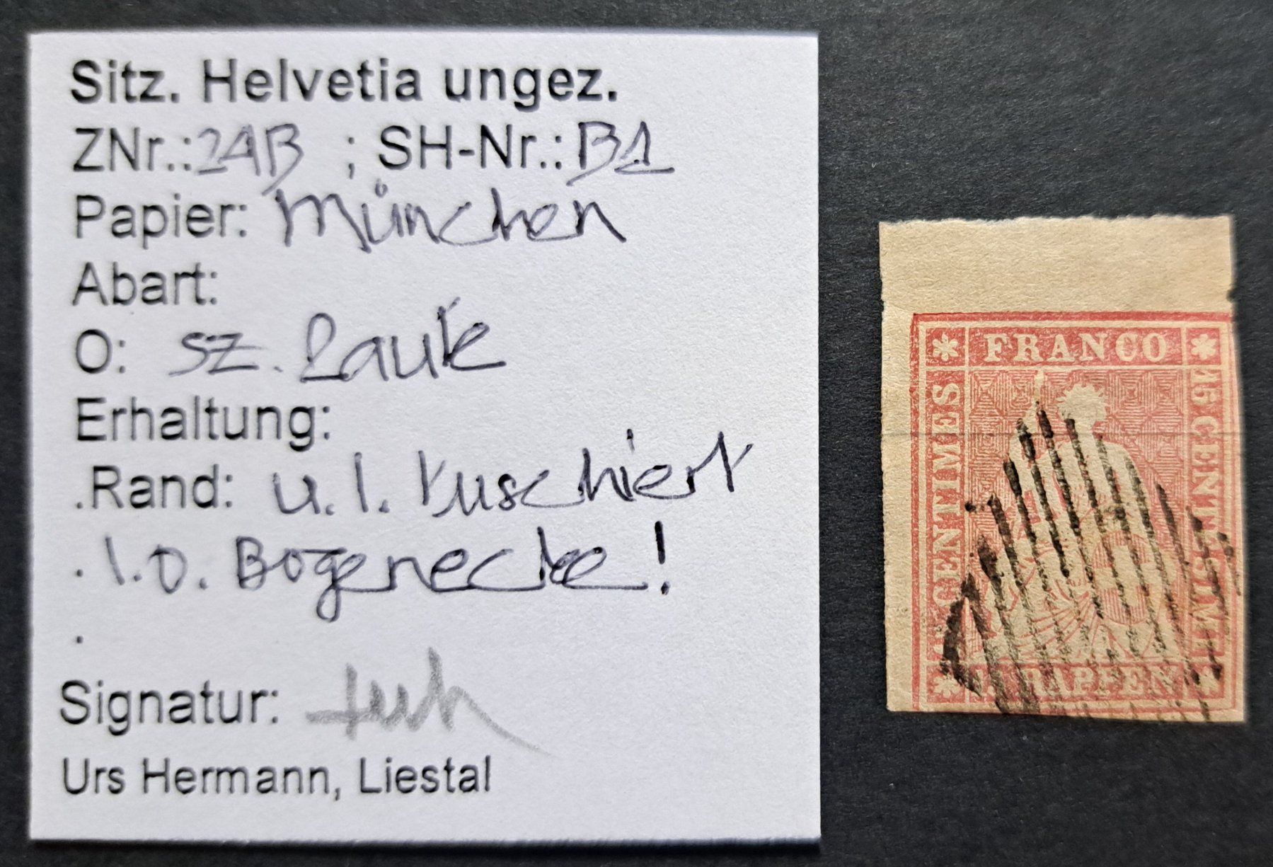 Tutti i francobolli: Strubel 24B / 24B1 Bogenecke – Usato da Unterägeri venduto da PhilatelieStudiger 2