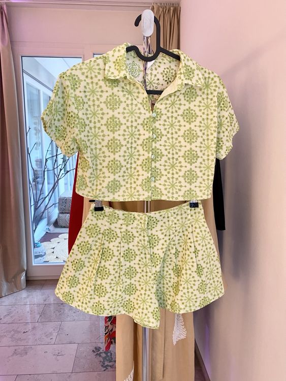 Mädchen Sommer Outfit 2-teilig - Blumenmuster Set Mit Top Und Hose Baumwolle