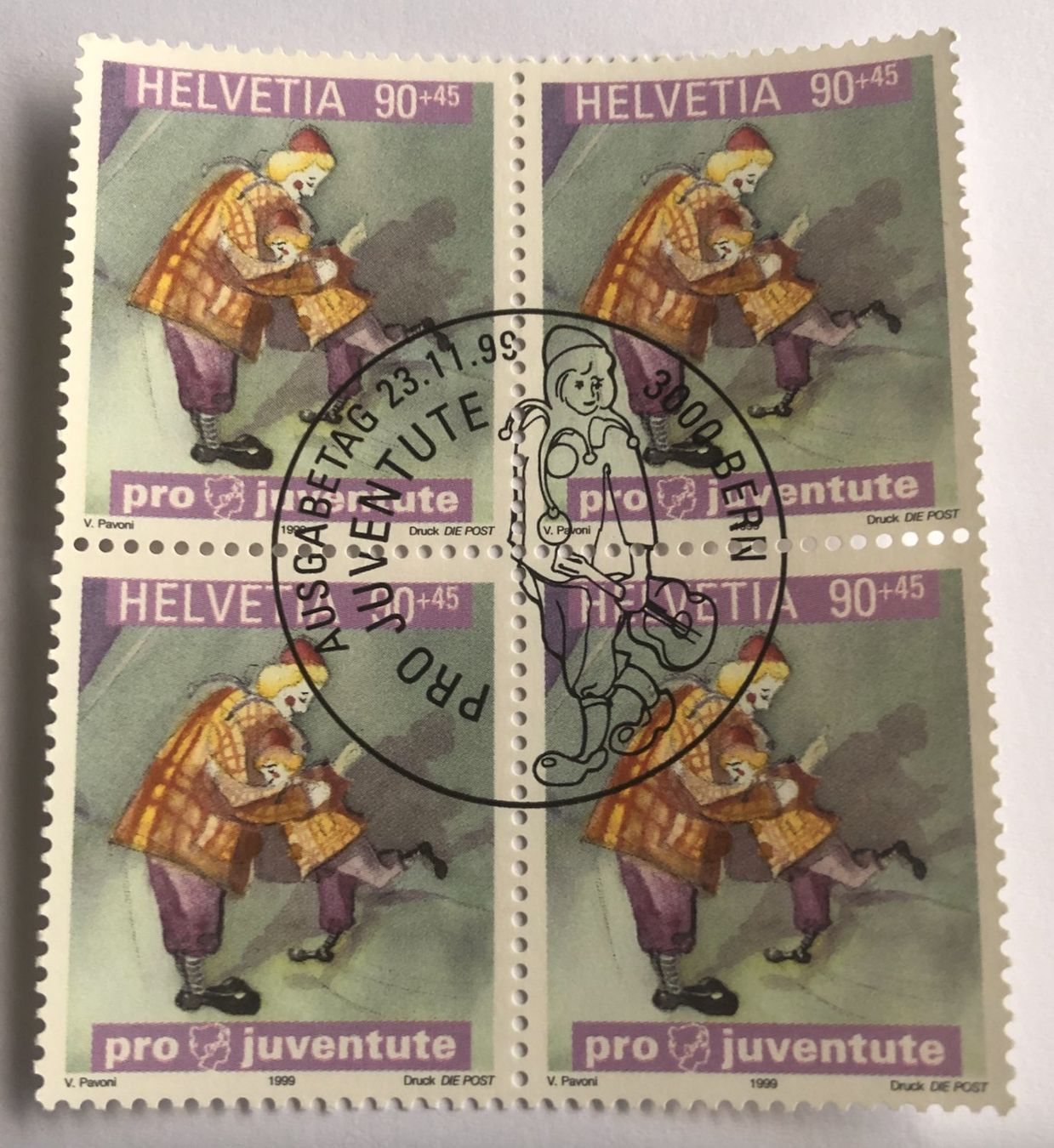 Tutti i francobolli: 4 er Block Nr.J354 mit Stempel 1999 Bern – Usato da Aarau venduto da Billa007