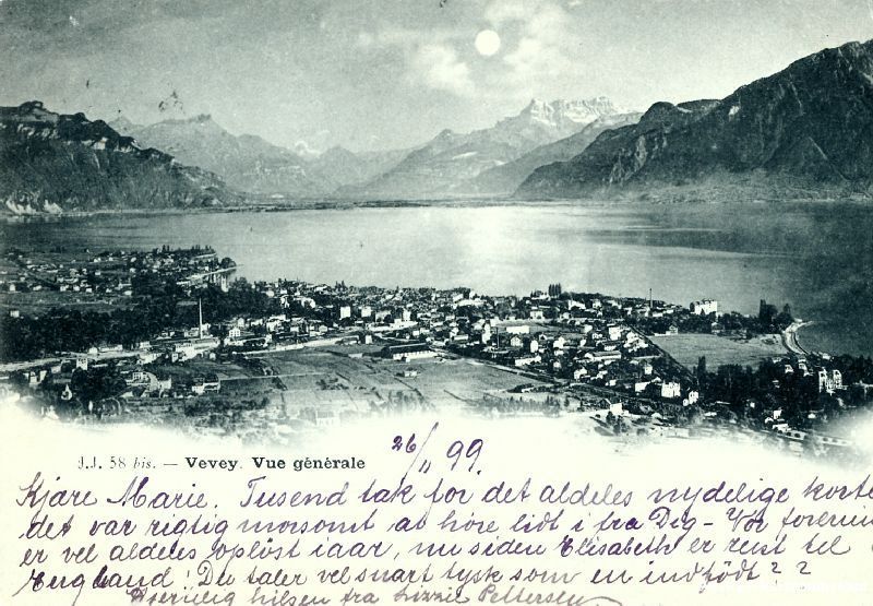 Cartoline postali: Vevey - Vue générale + 1899 – Usato da Emmenbrücke venduto da teestube