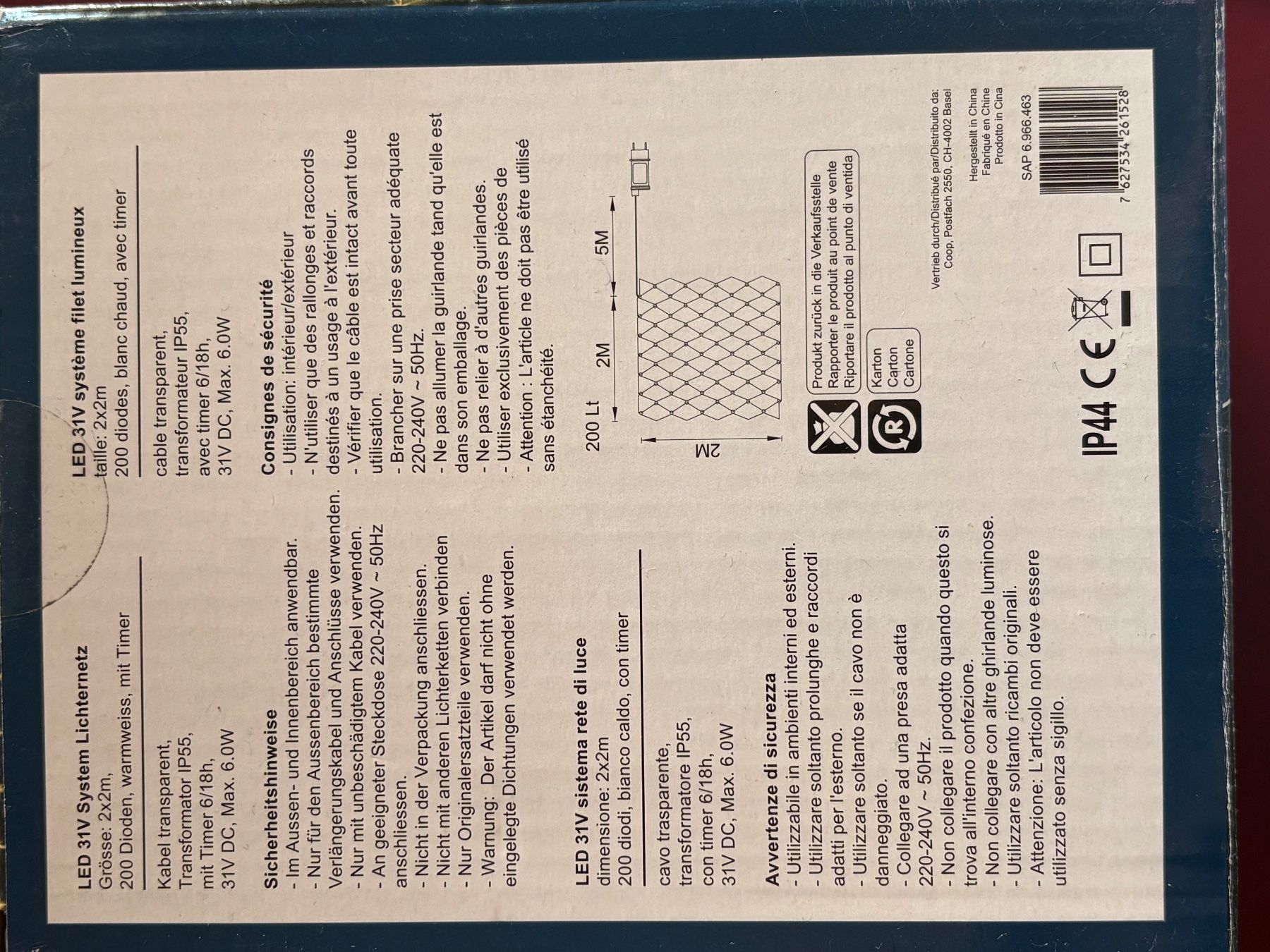 Coop Lichterketten & Leisten: Lichternetz LED 31 V System - Grösse 2 x 2m - Warmweiss – Neu (gemäss Beschreibung) aus Kilchberg BL von Arutha 1