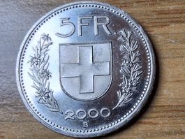5 Franken 2000 Abart - fast unzirkuliert!
