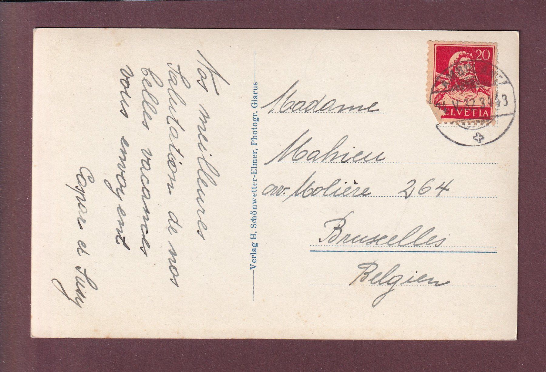 Cartoline postali: BRAUNWALD - Bahn - Tödikette - 1932 – Usato da Pully venduto da nicecards 1