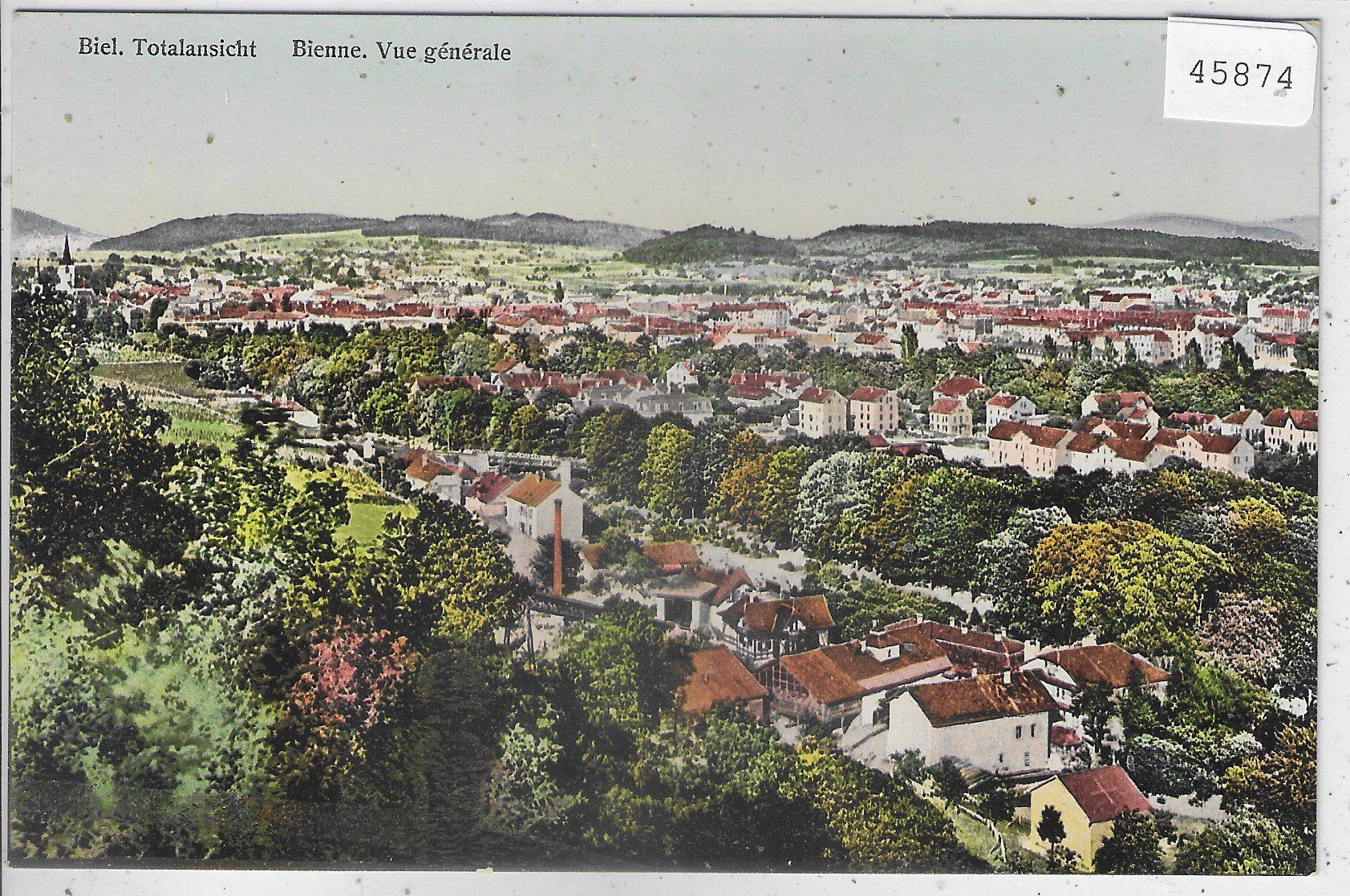 Cartoline postali: Biel Totalansicht - Bienne - Vue generale - Litho – Usato da Ettingen venduto da Kartenplanet