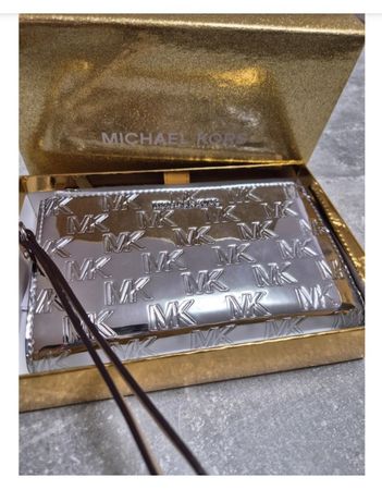 Michael Kors Portemonnaie Neu Silber Glitzer Clutch