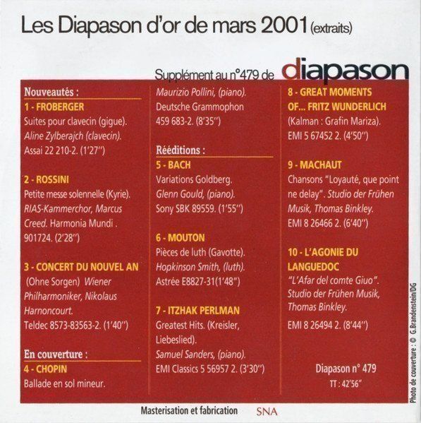 CDs: Froberger, Rossini, Wunderlich - Diapason d'Or - Mars 2001 – Gebraucht aus Unterbäch von niquz 1