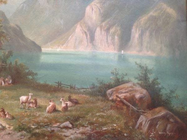 Dipinti: Vierwaldstattersee von Hubert Sattler – Usato da Schaffhausen venduto da vintageville 2