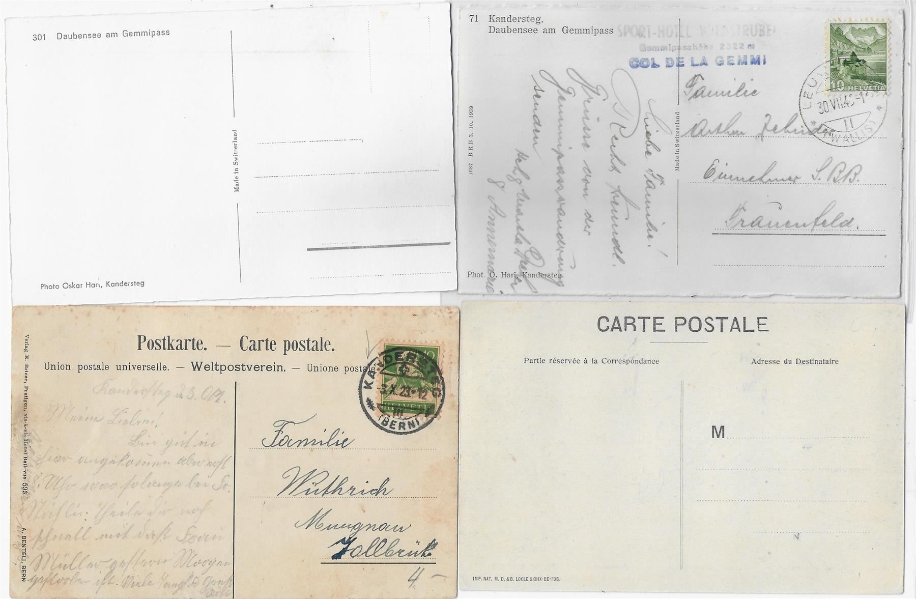 Cartoline postali: 4 AK Daubensee am Gemmipass – Usato da Ettingen venduto da Kartenplanet 1