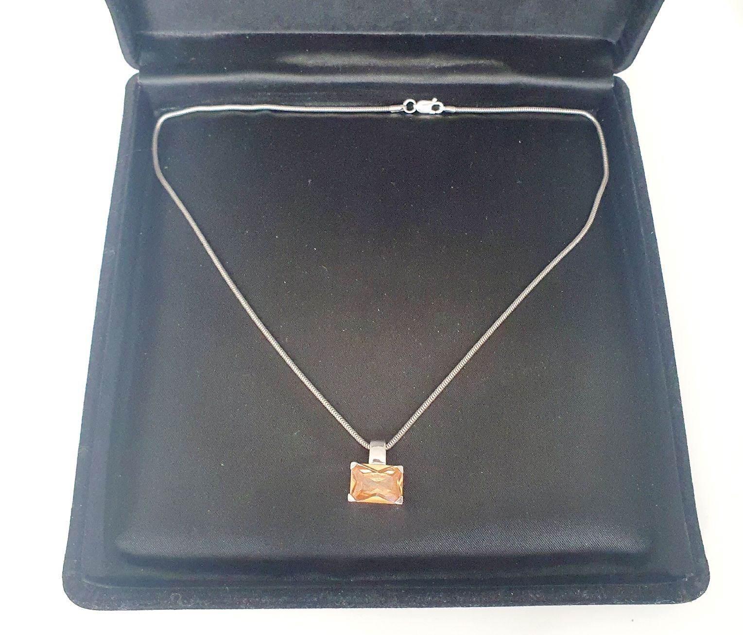 Catenine: Silber  Halskette mit orangem Stein, 925 Silber – Usato da Kreuzlingen venduto da Wunderkiste123 7
