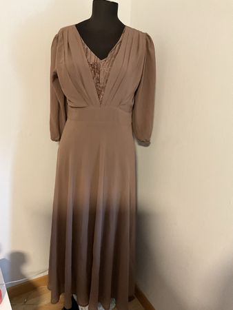 Elegantes Midikleid, taupe, Grösse XLHerbsttauglich!