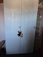 Kleiderschrank zweitürig hellblau gebrauchter Zustand