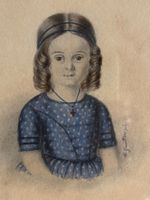 Portrait de fillette au noeud et croix  signé B. Guillotin