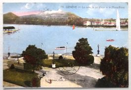 Genève - La rade, le jet d' eau et le Mt-Blanc