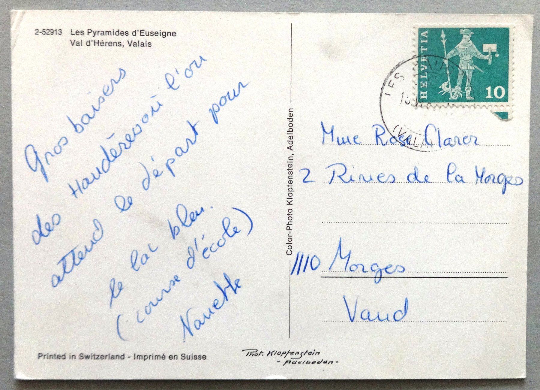 Cartoline postali: Les Pyramides d' Euseigne, Val d' Hérens – Difettoso da Fétigny venduto da Billy2miny 1