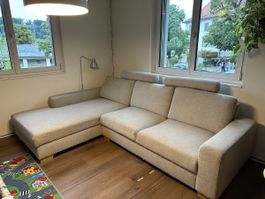 Ecksofa hellbeige mit Recamiere neuwertiger Zustand