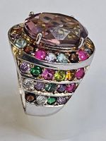 Ring Silber 925 mit zentralem Amethist multistone