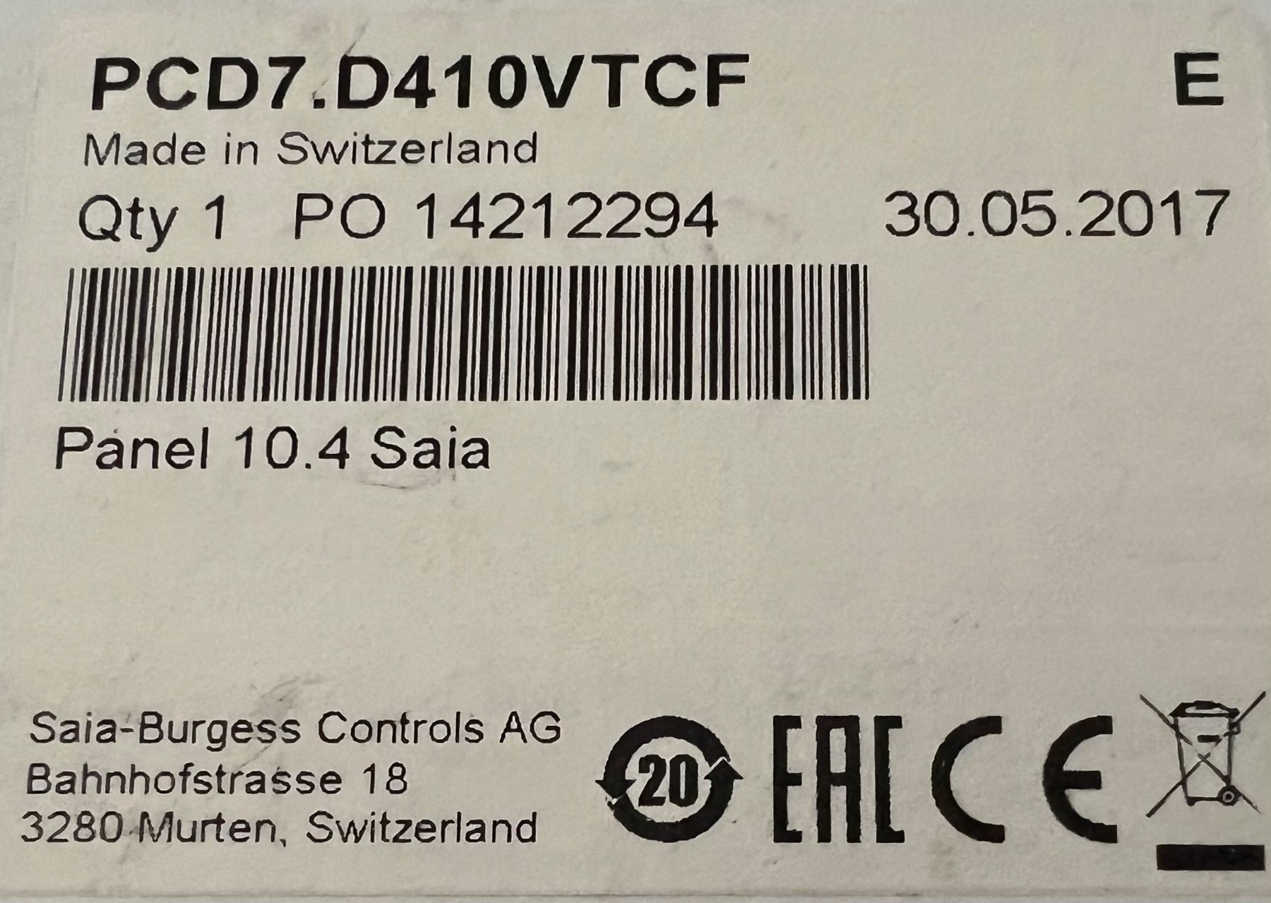 Steuerung: Saia Burgess Web Panel mit mikro Browser / PCD7.D410VTCF – Gebraucht aus Romanshorn von DonRicardoo 3