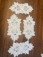 Vintage Stickerei Deckchen, 4er Set, Weiss