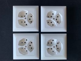 Set von 4 schönen Stück Feller Edizio DUE 3xT13 Steckdosen