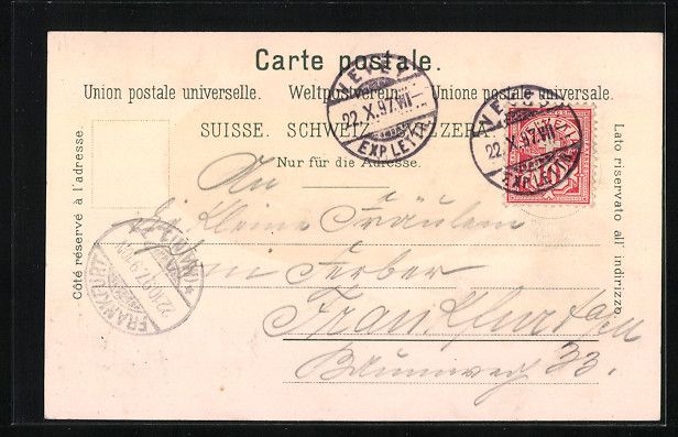 Cartoline postali: Lithographie Vevey, Teilansicht, 1897 – Usato da Berlin venduto da bartko-reher 1
