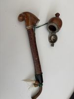 Antike Tabakpfeife mit Tabakdose aus Holz vintage