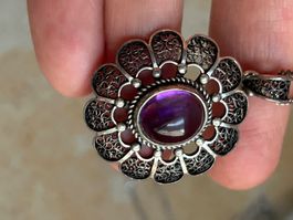 Silberkette mit Amethyst Anhänger 925 Vintage