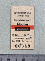 Grenchen Nord - Moutier, altes Spezial Billett MLB, 1983