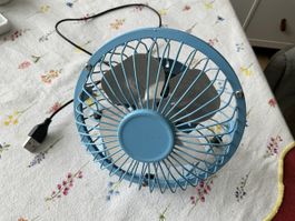 USB Tischventilator Metall blau funktionsfähig gebraucht