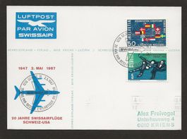1947 - 1967 SWISSAIR Luftpost Karte Atlantik Überquerung NY