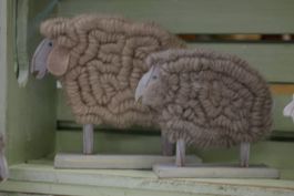 1 Paar Schafe / sheep (Holz und Wolle) supersweet