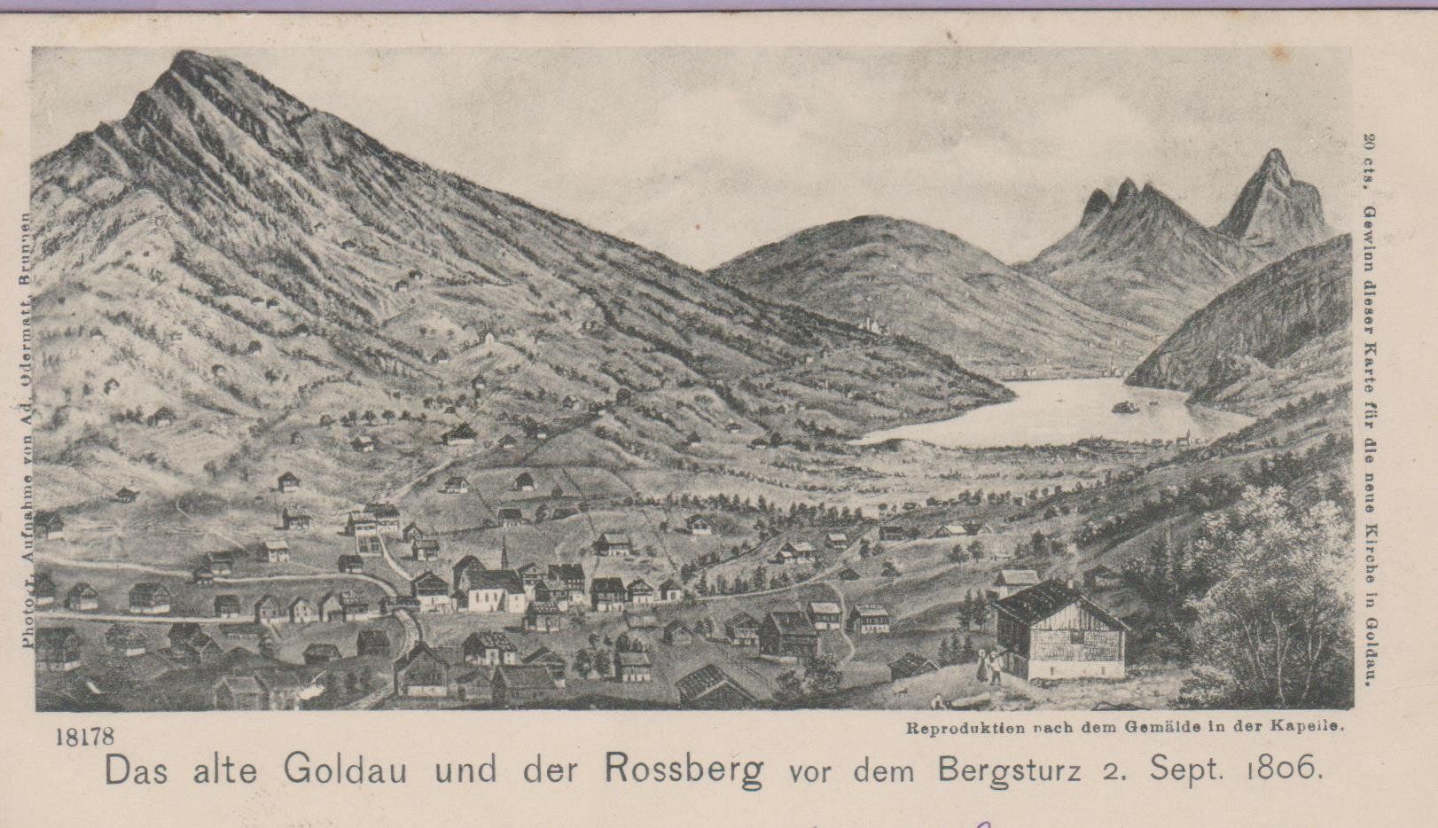 Cartoline postali: Goldau   :   2 Ansichtskarten vor und nach dem Bergsturz – Usato da Vitznau venduto da Ropaku 1