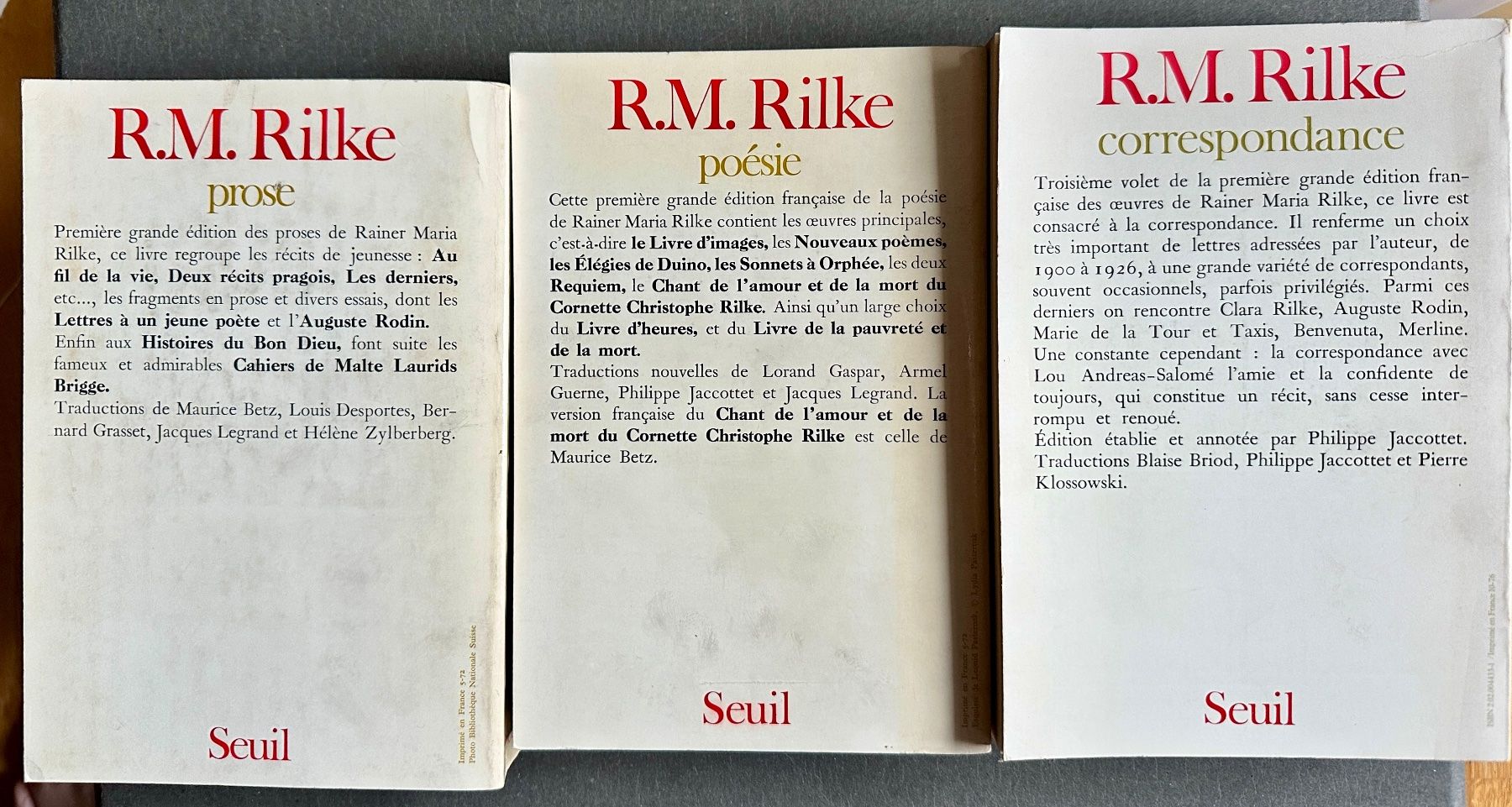 Libri: Rainer Maria Rilke: Oeuvres I-III – Usato da Zürich venduto da allp 2