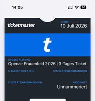 Frauenfeld Festival 09-11 July 2026 Ticket (siehe unten)