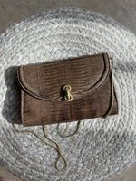 Vintage brown leather purse with gold details