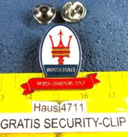 MASERATI AUTO LOGO WORLD-CHAMP PIN GLASIERT MIT SECURITY-CLI