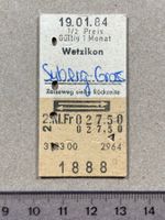 Wetzikon - Suberg - Grossaffoltern, SBB Billett, Bahn, 1984