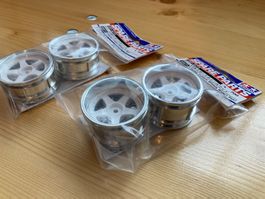 Tamiya Felgensatz komplett 26 & 30mm chrom/weiss Neu!