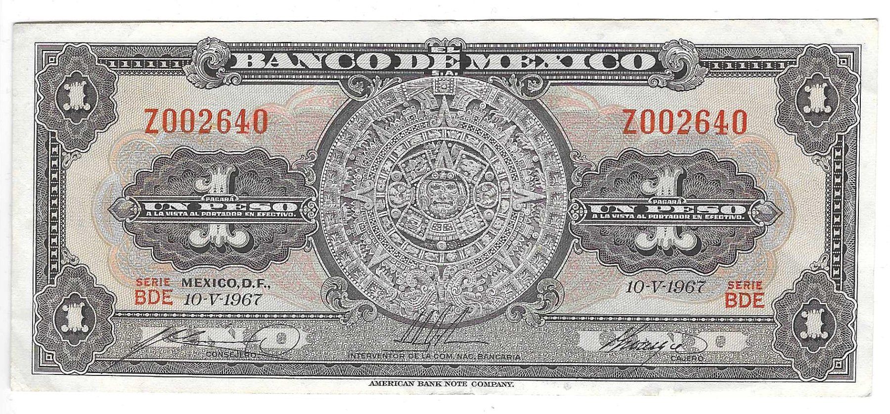 Billets de banque: 1 Peso 10.05.1967 / Mexique – D'occasion à Tavannes par Zitume