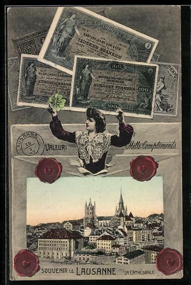 Cartoline postali: Lausanne, Diverse Schweizer Franken-Sche – Usato da Berlin venduto da bartko-reher