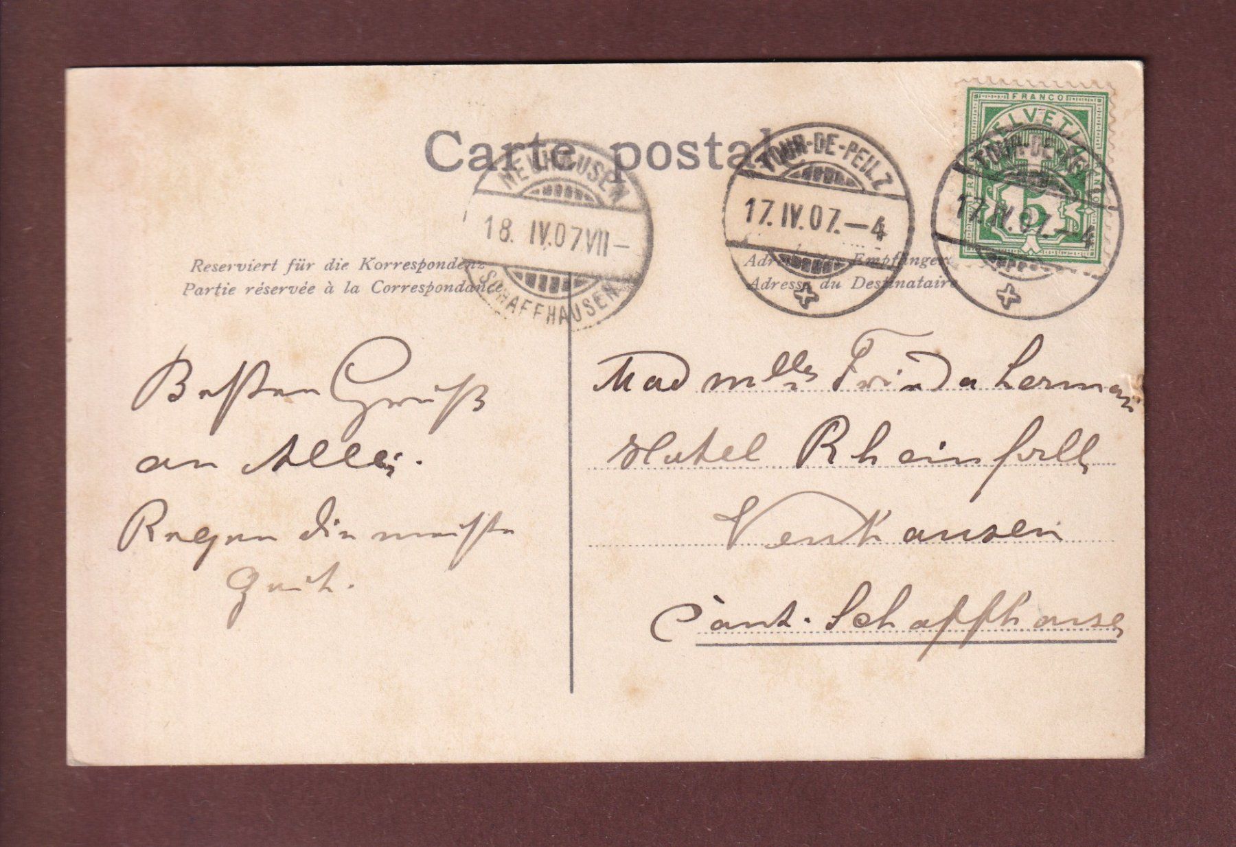 Cartoline postali: MONTREUX - Mont-Fleuri - 1907 – Usato da Pully venduto da nicecards 1