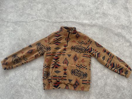 Fleece Pullover braun gemustert mit Reissverschluss neu Gr L
