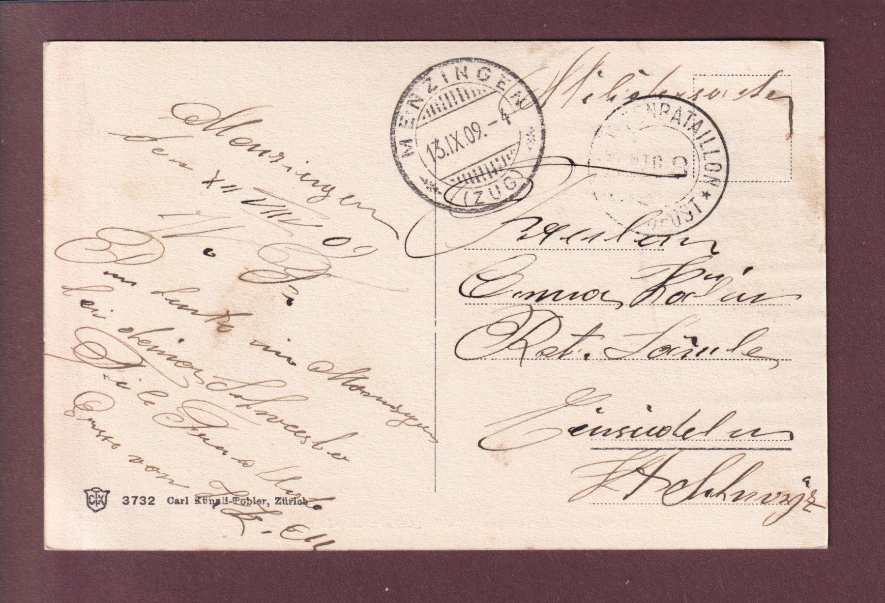Cartoline postali: MENZINGEN - Südostseite - 1909 – Usato da Pully venduto da nicecards 1