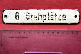 Antikes Hinweisschild, Emaille Eisenbahn oder Bus, Zug