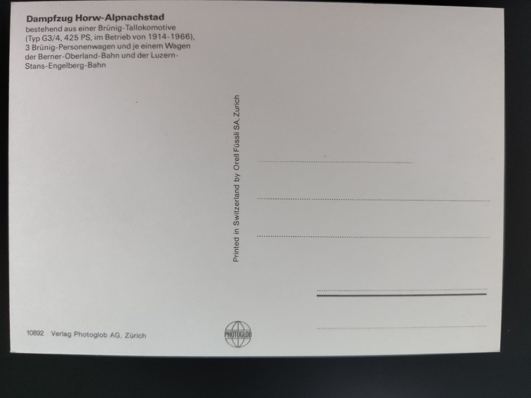 Cartoline postali: Originale Ansichtskarte Dampfzug Horw-Alpnachstad G3/4 – Usato da Ohmstal venduto da Lebensfreude05 1