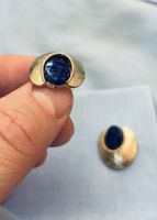 Gemelli vintage eleganti con pietra blu (sodalite)