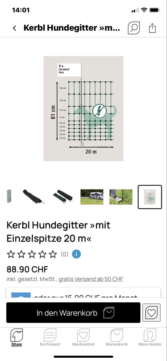 Sonstiges: Kerbl Hundegitter mit Einzelspitze 20 m – Gebraucht aus Malix von Bigbonsay 2