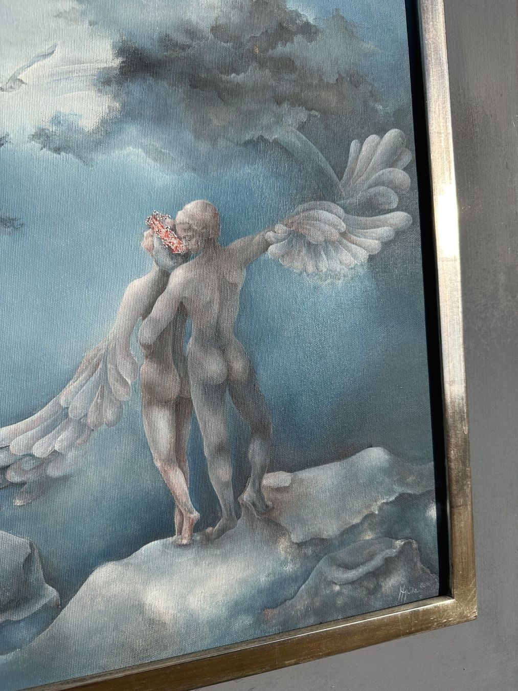 Gemälde: schönes Gemälde mit 2 Engeln Möve Wolken – Gebraucht aus Zürich von atlantis77 2