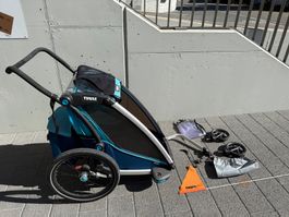 Thule  Kinderanhänger blau gebraucht guter Zustand
