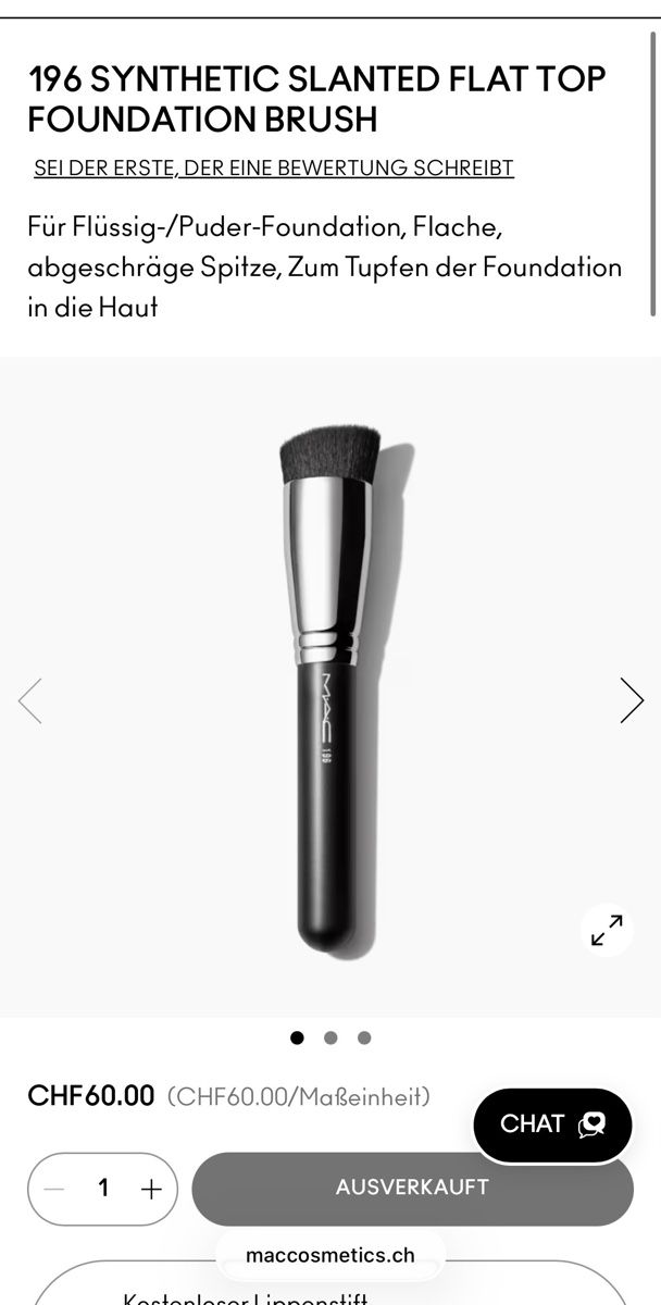 Mac Cosmetics Make-up: MAC 196 Synthetic Foundation Pinsel - Neuwertig – Usato da Brugg AG venduto da Keks.und.Kruemel